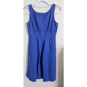 J Crew Textured Sleeveless Blue Dress
